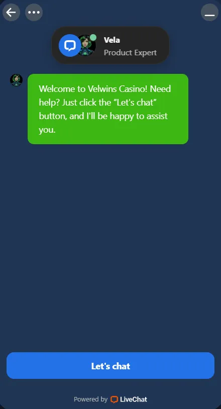 Velwins Casino support